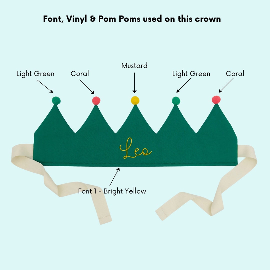 Green Personalised Pom Pom Birthday Crown
