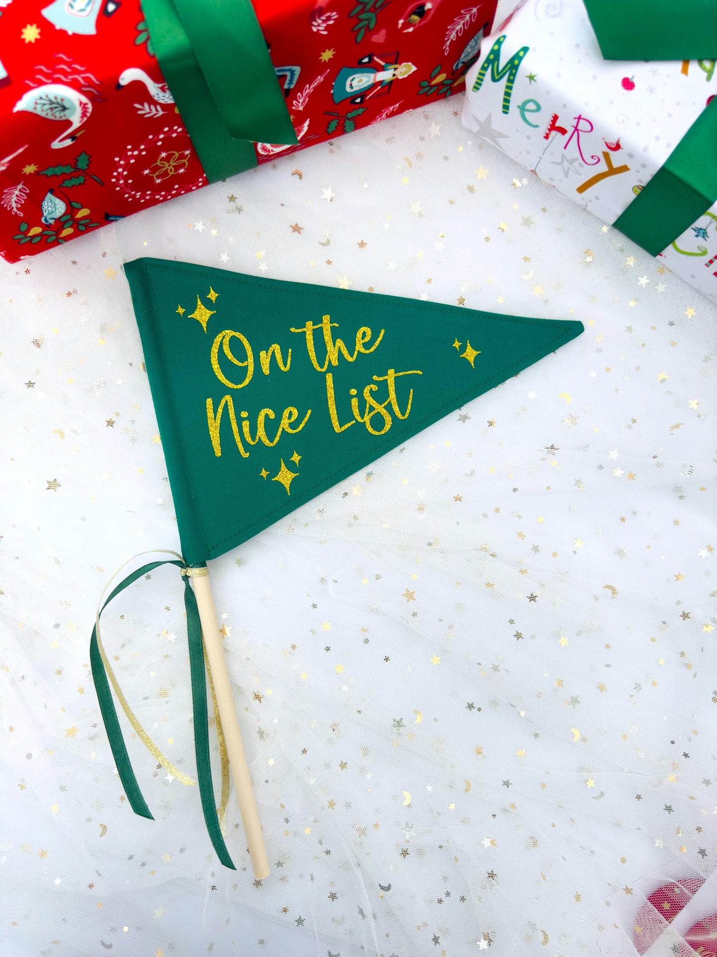 "On the Nice List" Christmas Pennant Flag