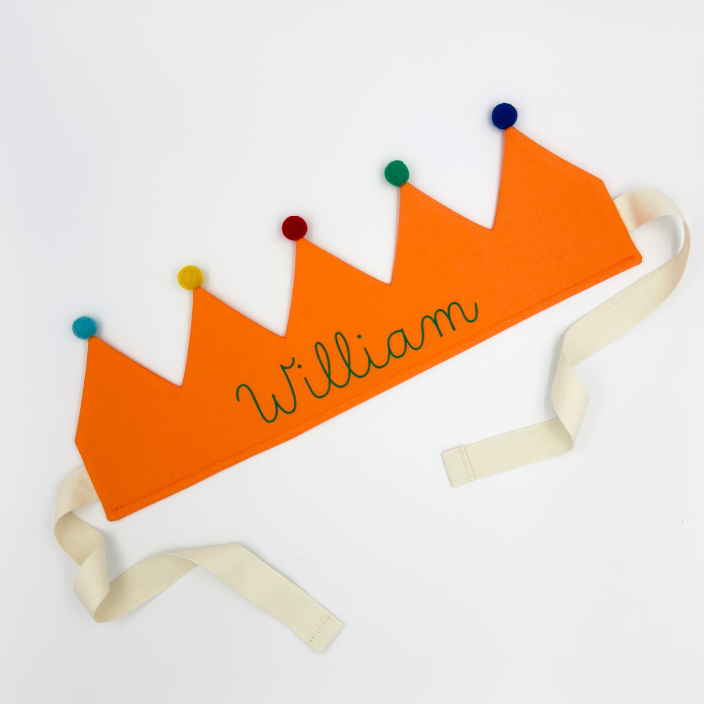 Orange Personalised Pom Pom Birthday Crown