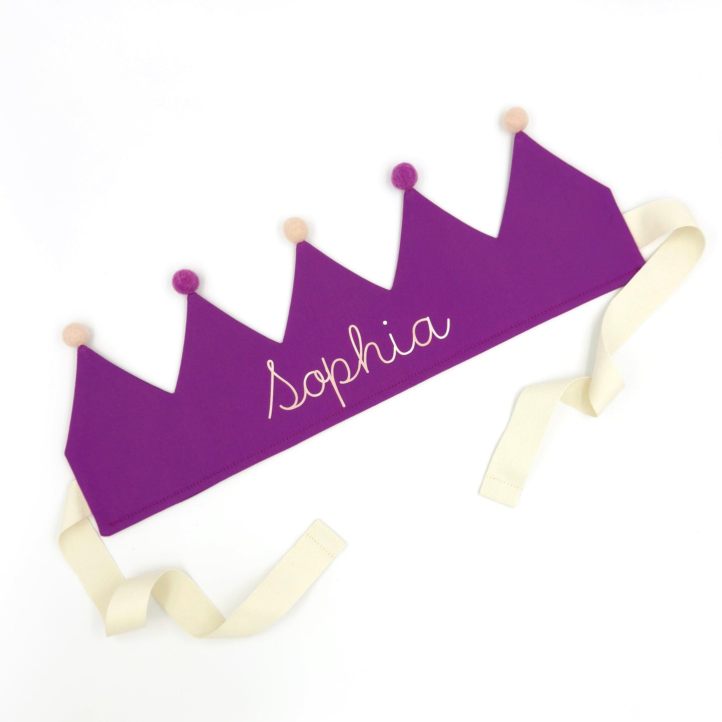 Magenta Purple Personalised Pom Pom Birthday Crown