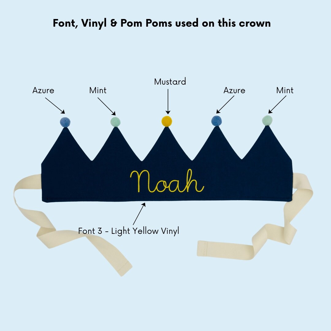 Navy Blue Personalised Pom Pom Birthday Crown