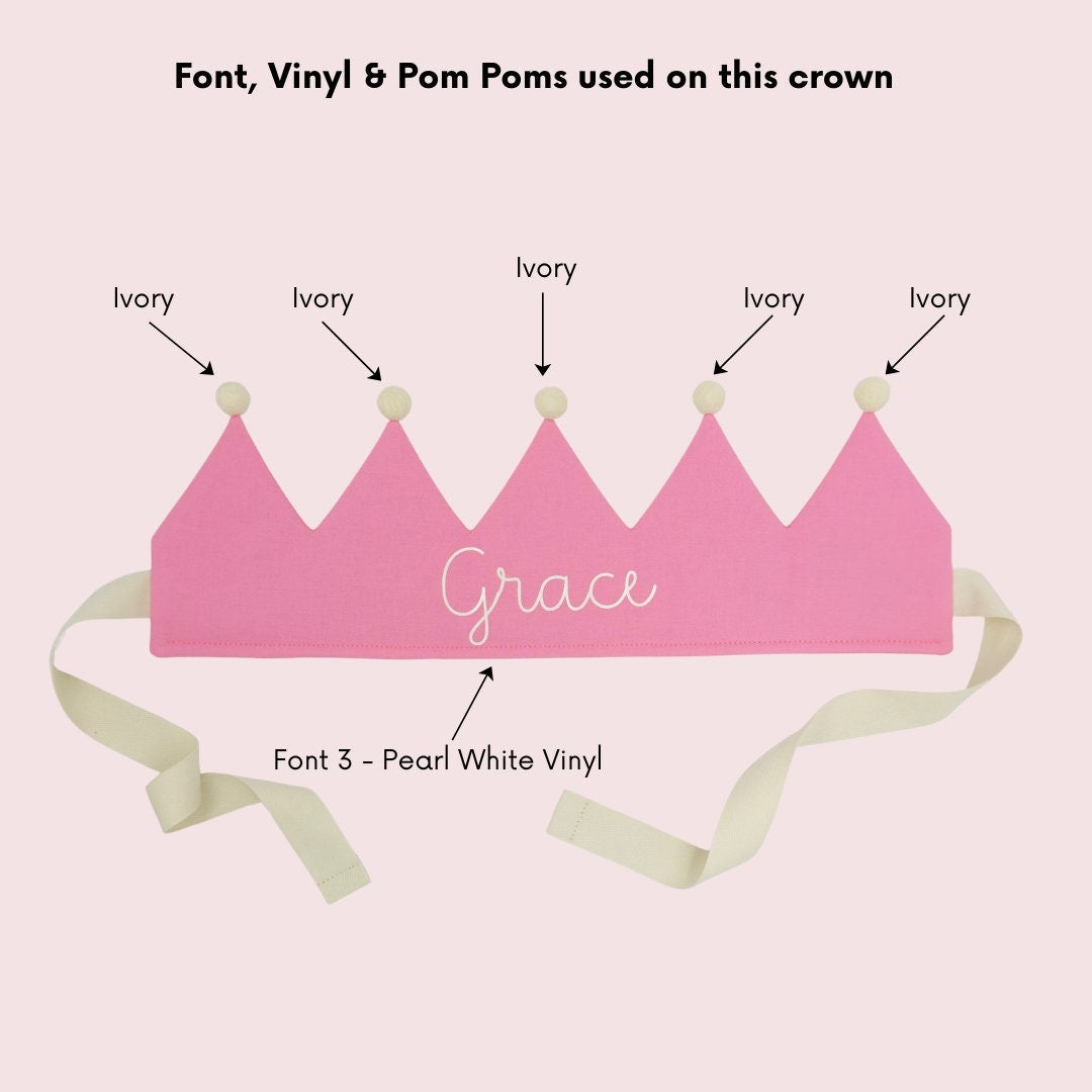 Carnation Pink Personalised Pom Pom Birthday Crown
