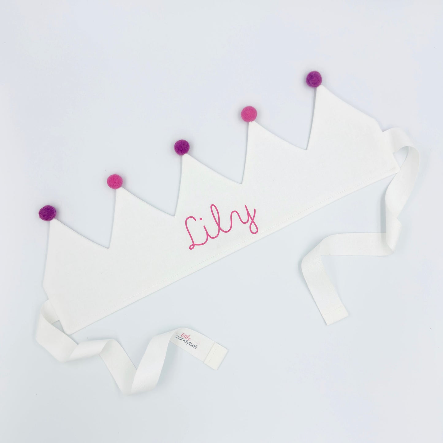 White Personalised Pom Pom Birthday Crown