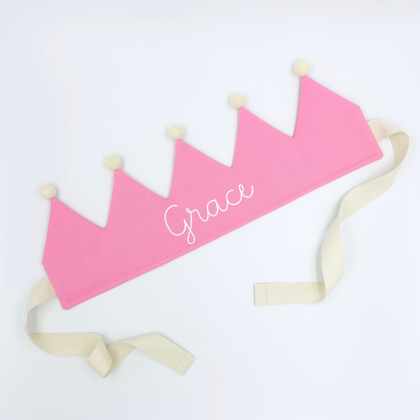 Carnation Pink Personalised Pom Pom Birthday Crown