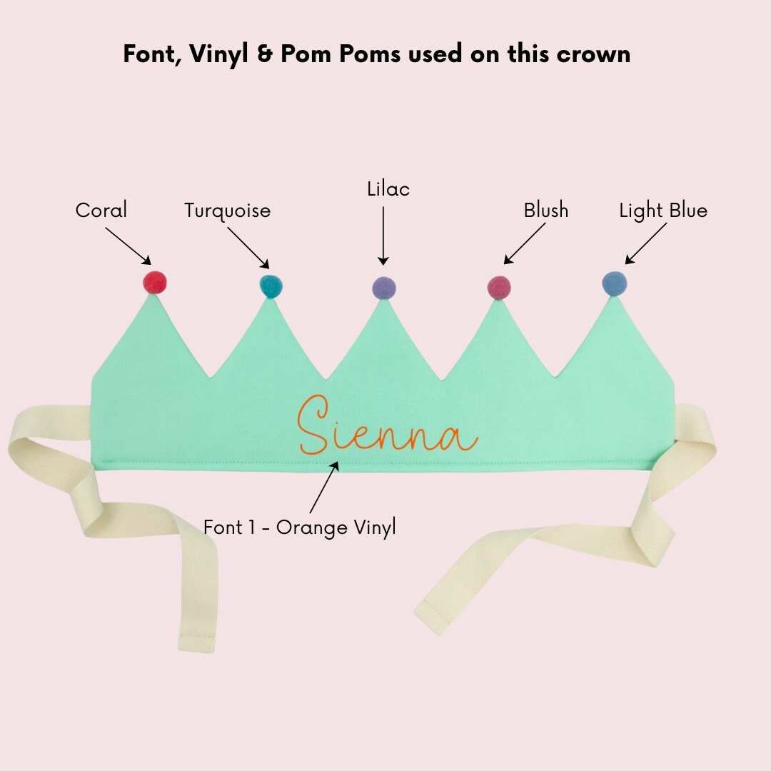 Mint Green Personalised Pom Pom Birthday Crown