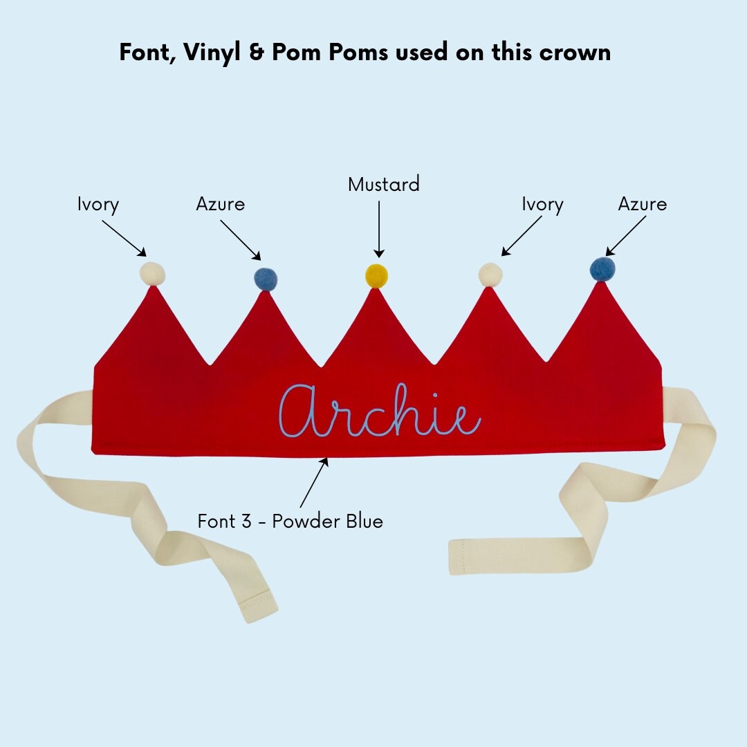 Red Personalised Pom Pom Birthday Crown