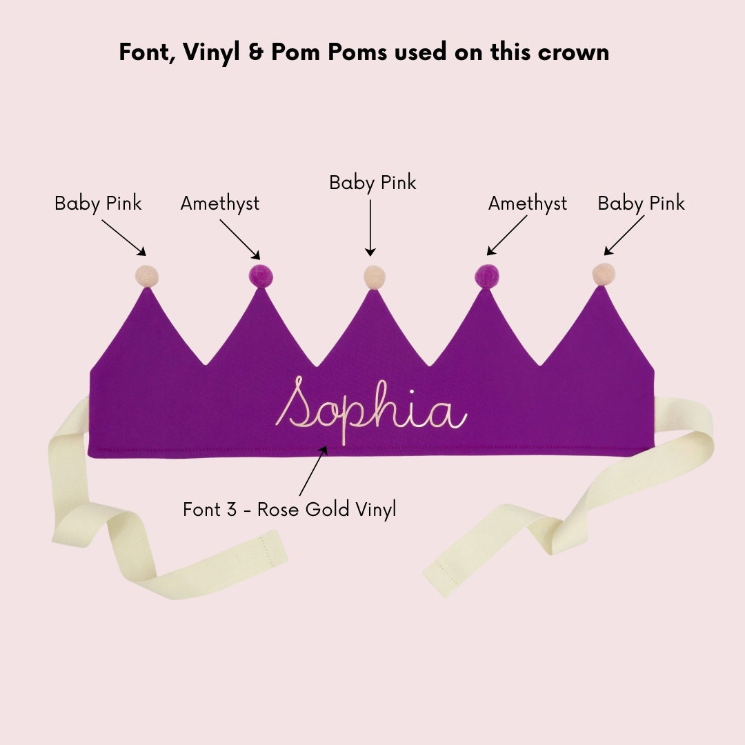 Magenta Purple Personalised Pom Pom Birthday Crown