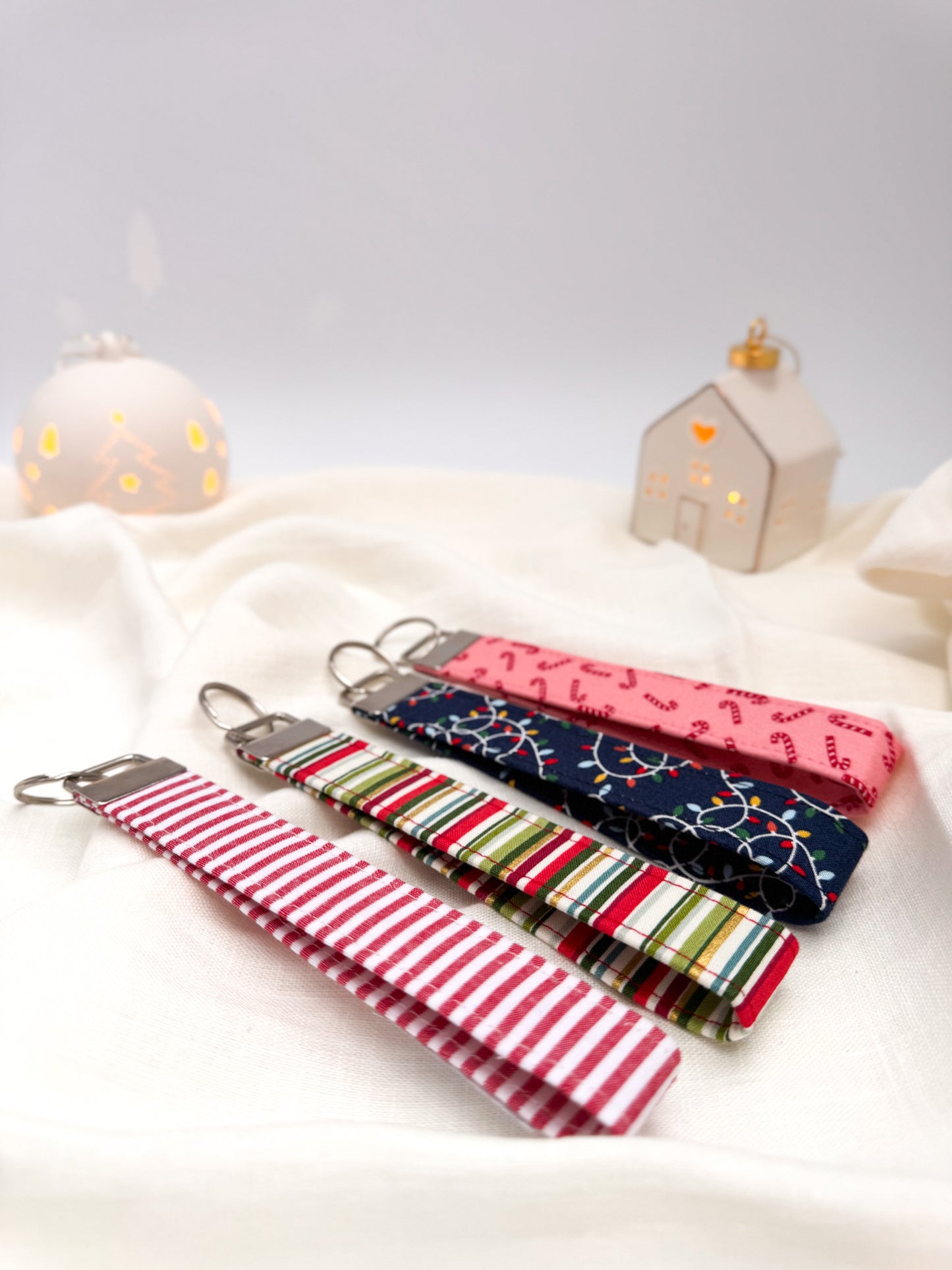 Candy Cane Wristlet Keyfob