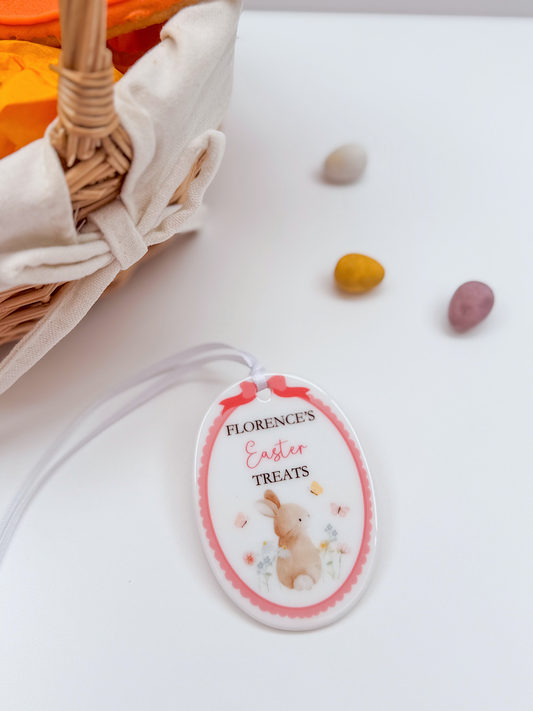 Personalised Easter Bunny Ceramic Ornament – Easter Treats Pink
