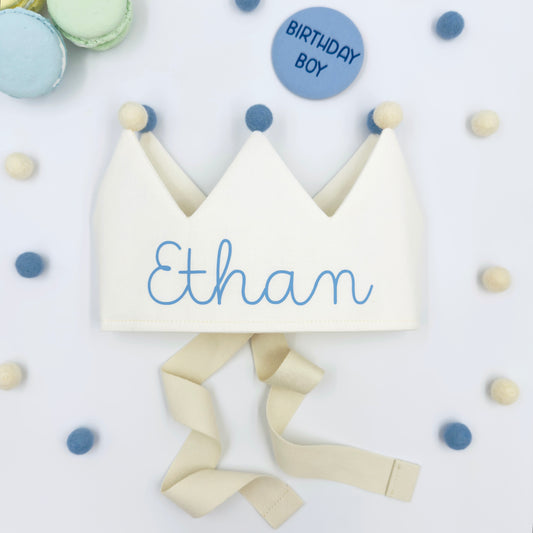 Ivory Personalised Pom Pom Birthday Crown