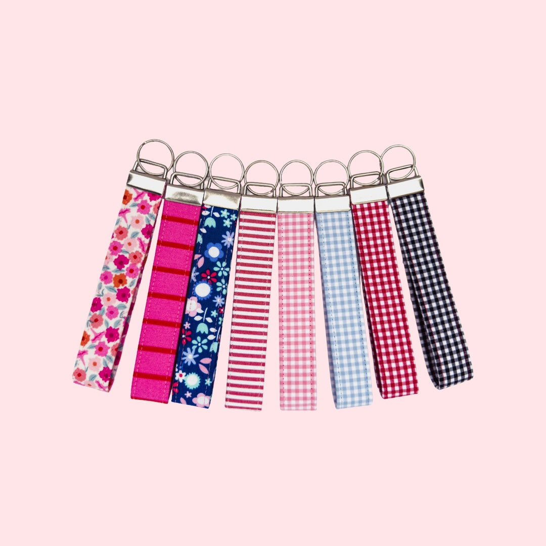 Pink Gingham Wristlet Keyfob