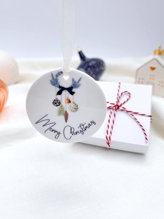 Midnight Baubles Christmas Ceramic Ornament - Personalised