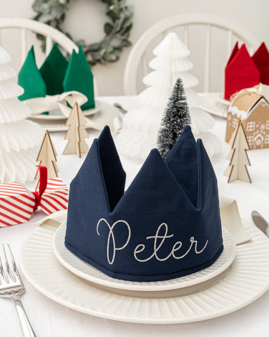 Navy Personalised Party Christmas Crown