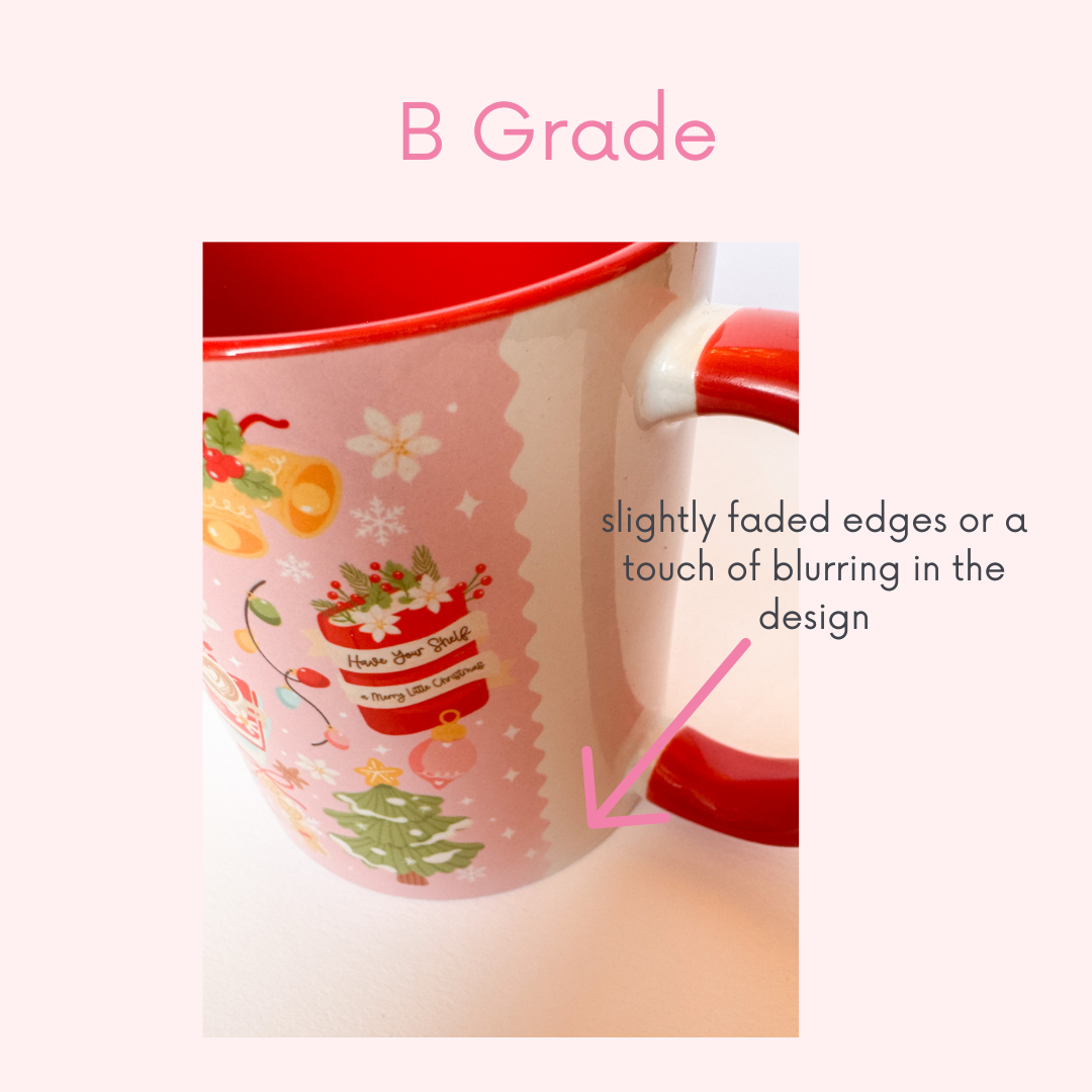 A & B GRADE - Bookish Christmas Red Ceramic Mug