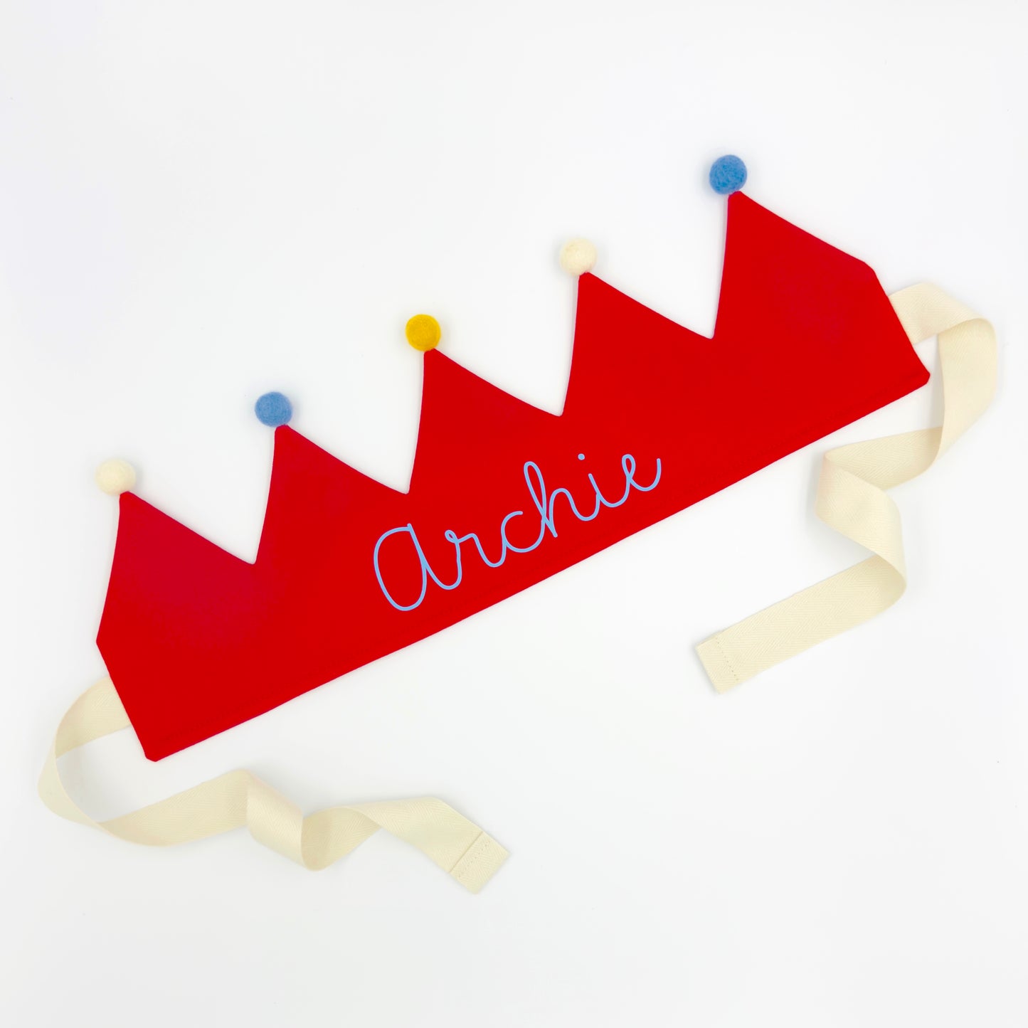 Red Personalised Pom Pom Birthday Crown