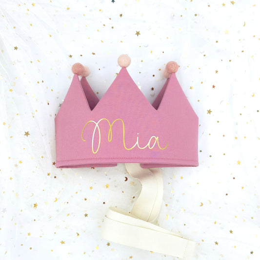 Rose Pink Personalised Pom Pom Birthday Crown