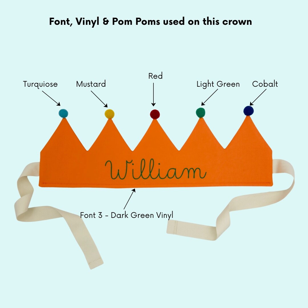 Orange Personalised Pom Pom Birthday Crown
