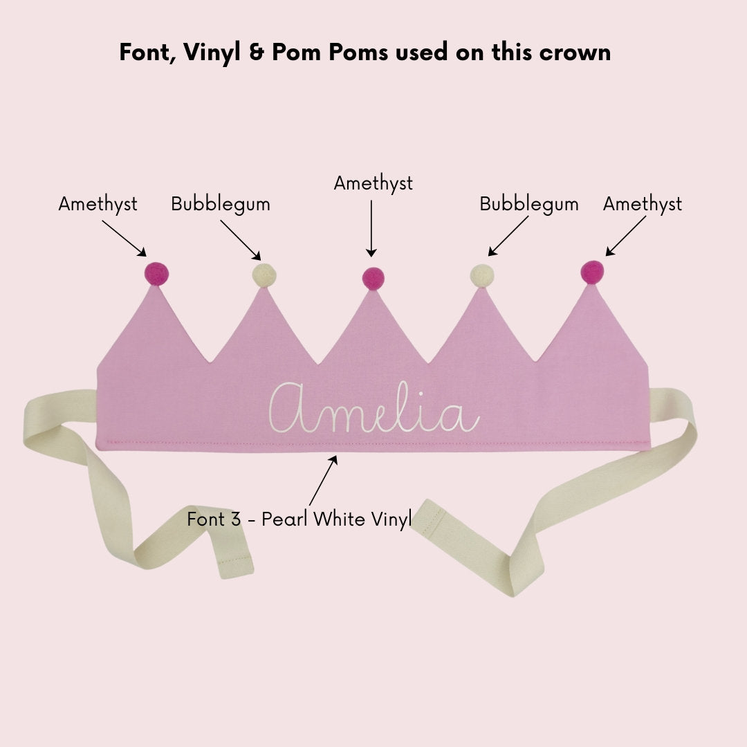 Baby Pink Personalised Pom Pom Birthday Crown