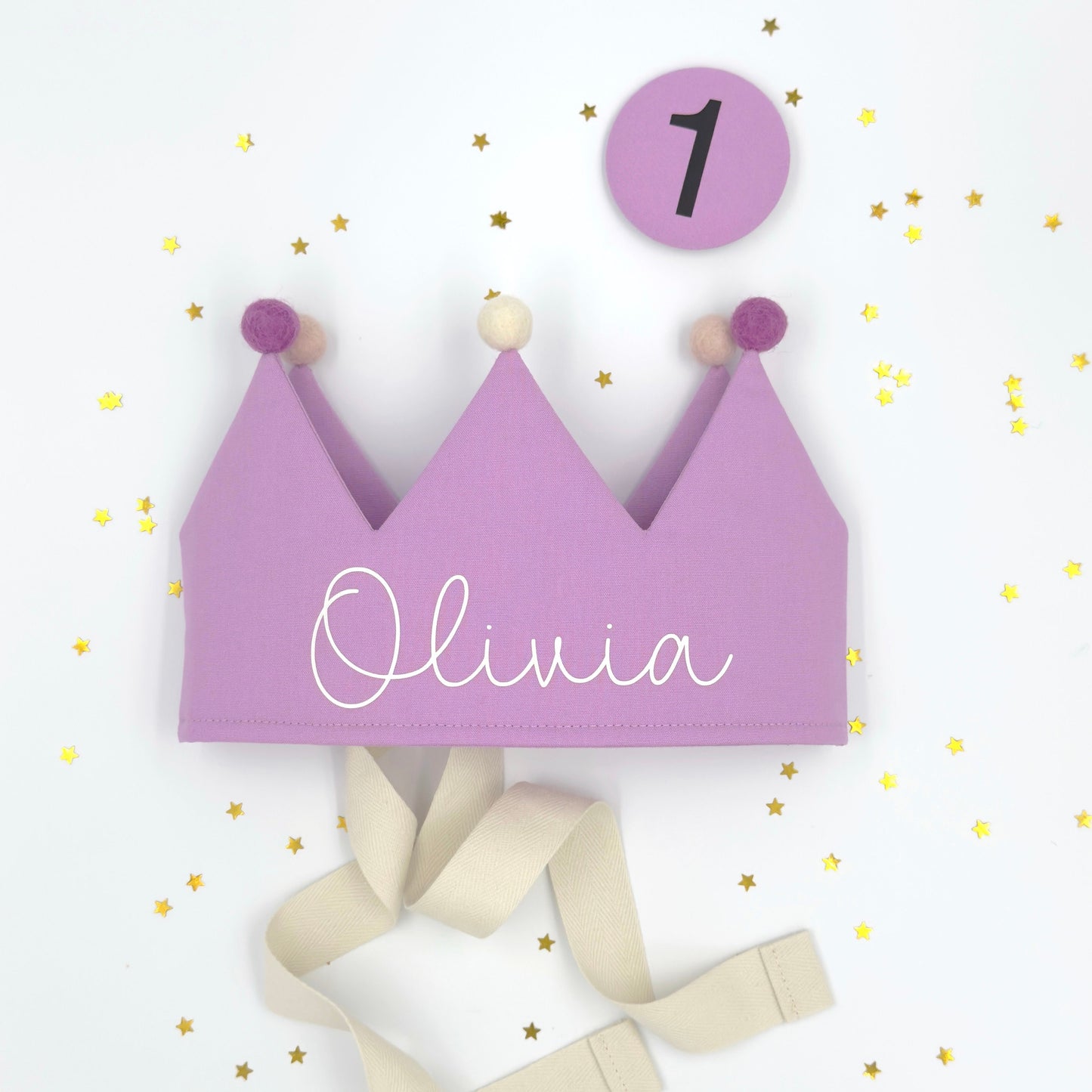Lilac Personalised Pom Pom Birthday Crown