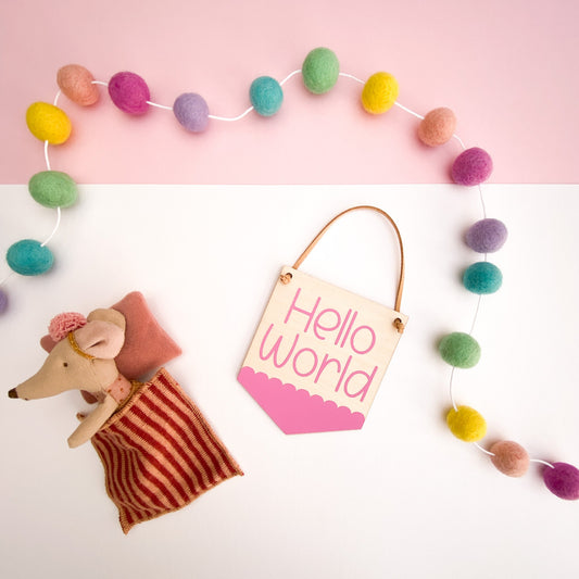 Hello World and Love you Mini Wooden banners