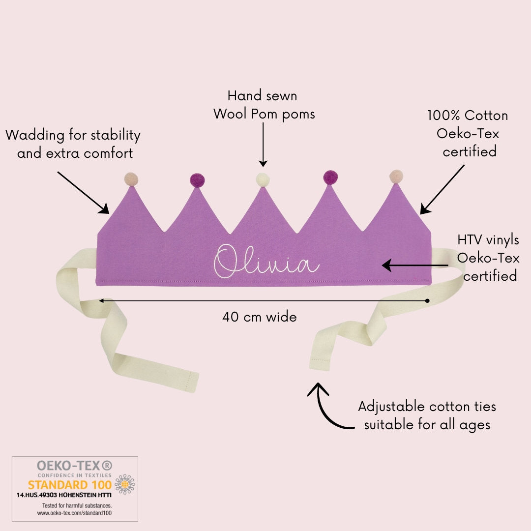 Lilac Personalised Pom Pom Birthday Crown