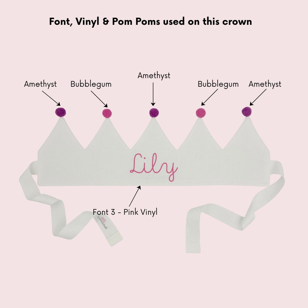 White Personalised Pom Pom Birthday Crown