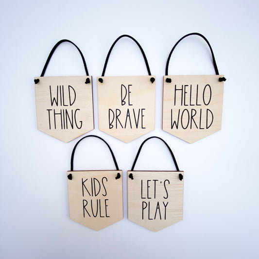 Mini Scandi Wooden Hanging Banners