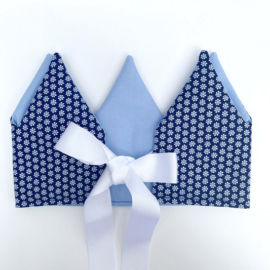 Blue Liberty Daisy Dots Print Reversible Crown