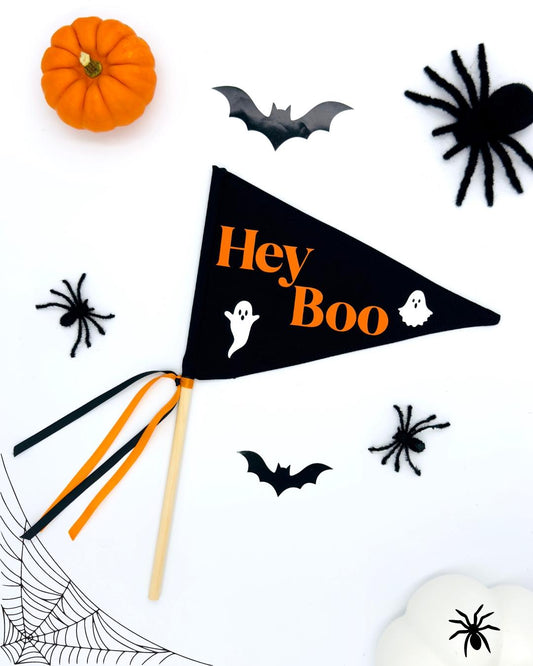 Hey Boo Halloween Pennant Flag