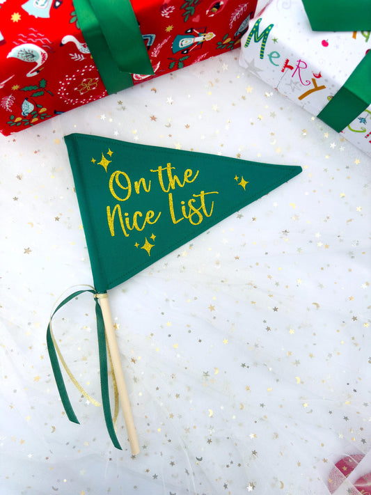 "On the Nice List" Christmas Pennant Flag