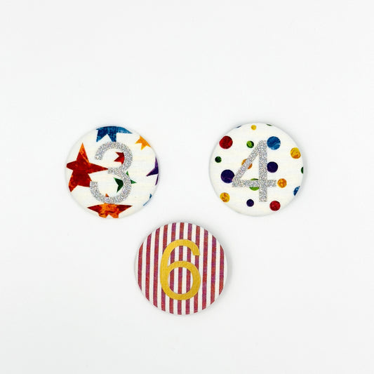 Birthday Number Fabric Badge - Patterned