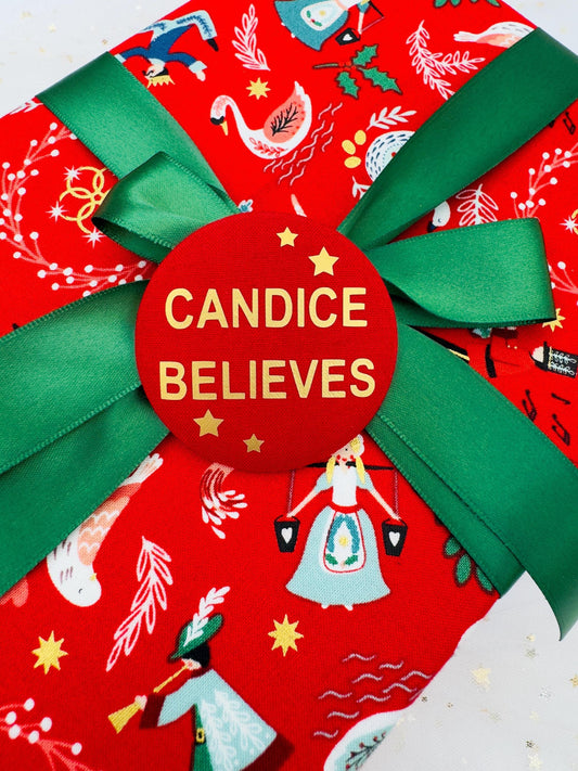 Personalised "Believe" Christmas Fabric Badge