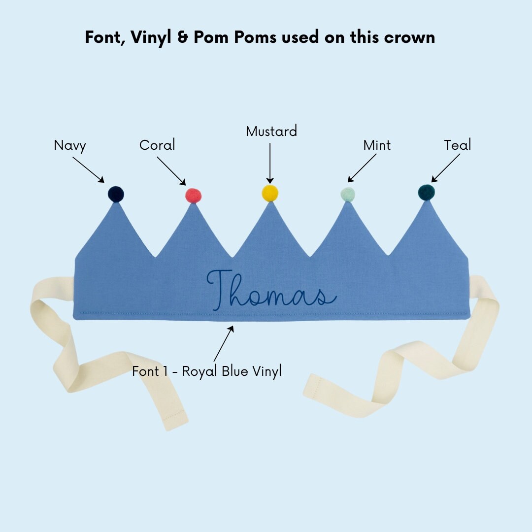 Sky Blue Personalised Pom Pom Birthday Crown