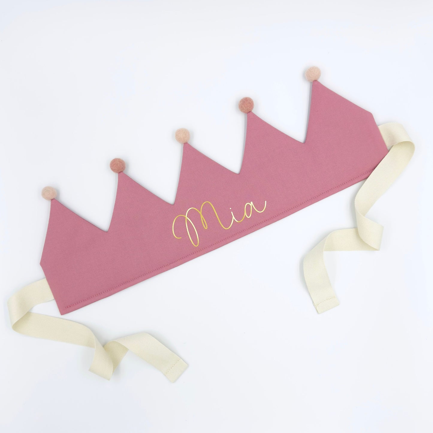 Rose Pink Personalised Pom Pom Birthday Crown