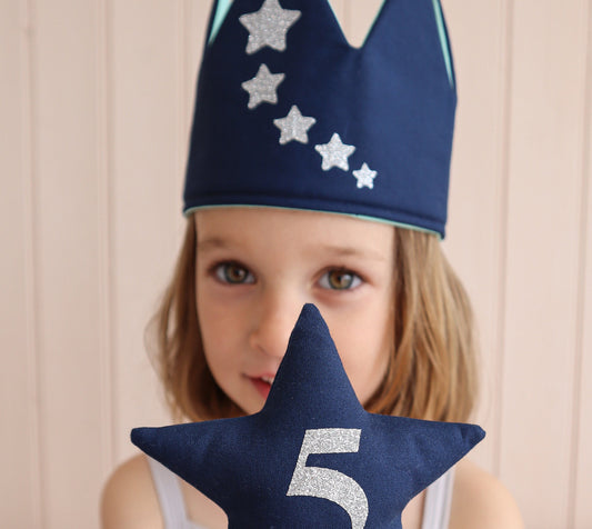 SAMPLE SALE - Navy and Silver Stars Party Crown