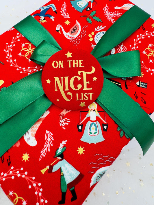 "On the Nice List" Christmas Fabric Badge
