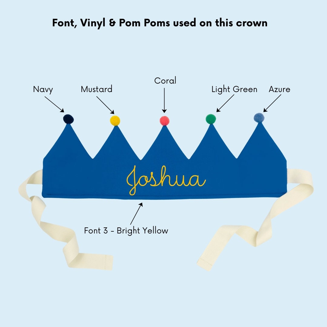 Cobalt Blue Personalised Pom Pom Birthday Crown