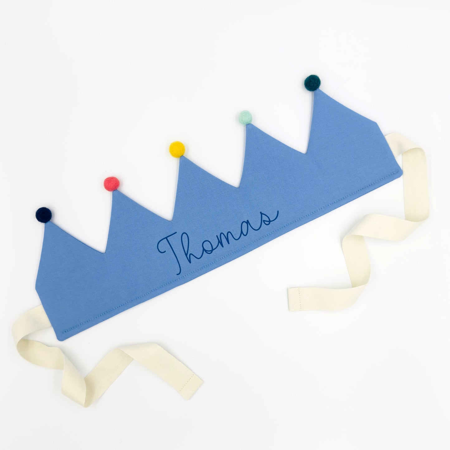 Sky Blue Personalised Pom Pom Birthday Crown