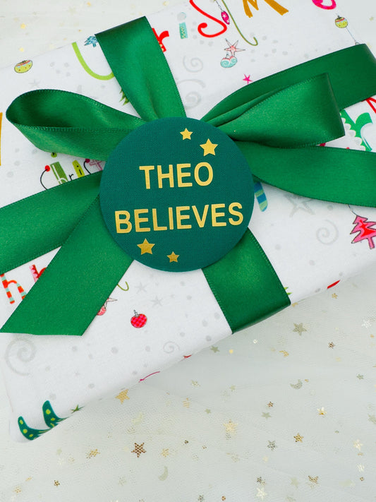 Personalised "Believe" Christmas Fabric Badge