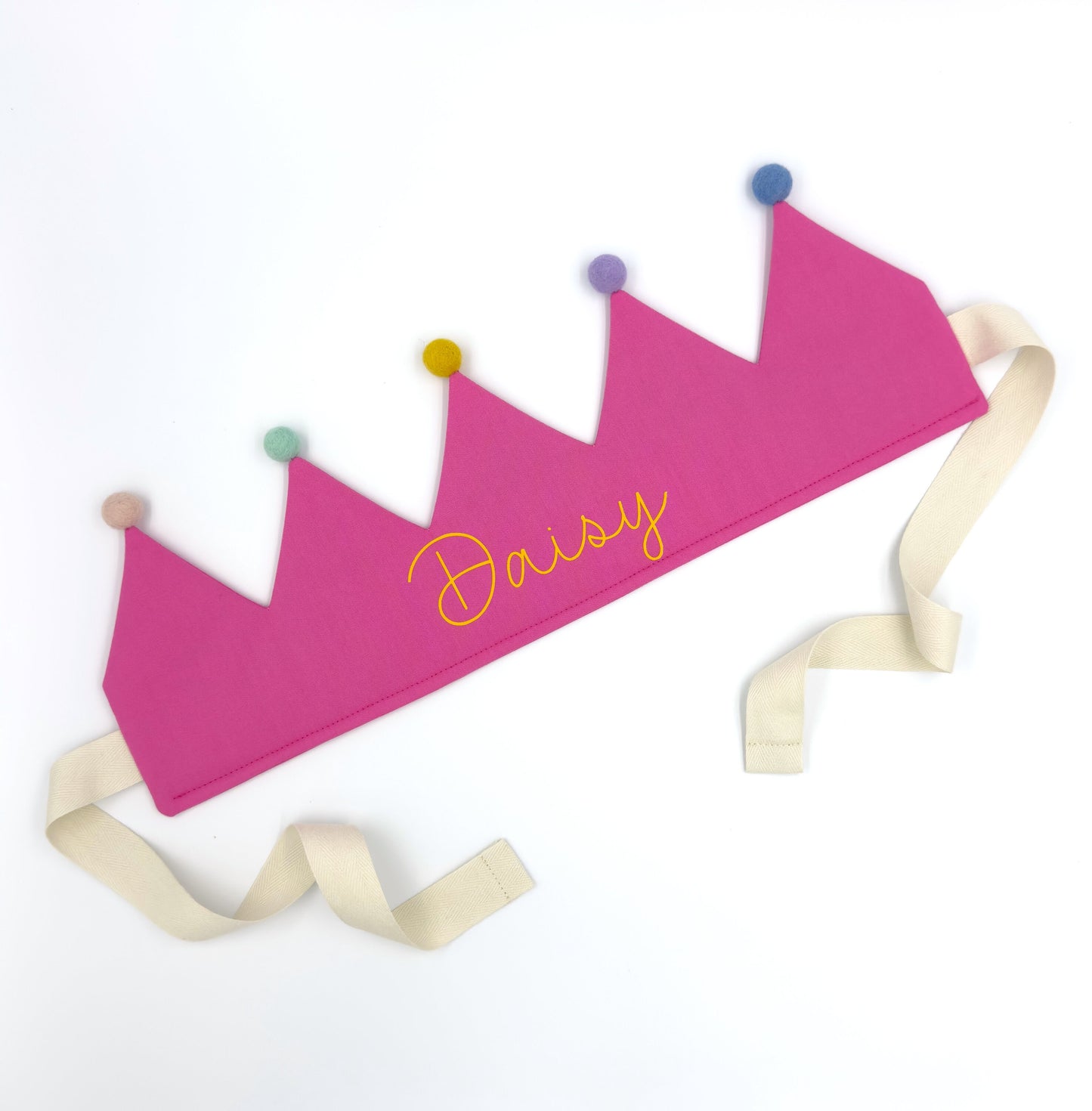 Candy Pink Personalised Pom Pom Birthday Crown