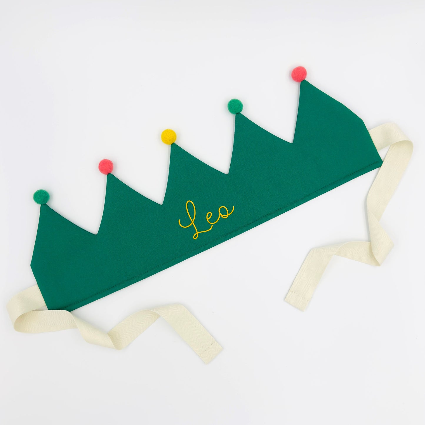 Green Personalised Pom Pom Birthday Crown