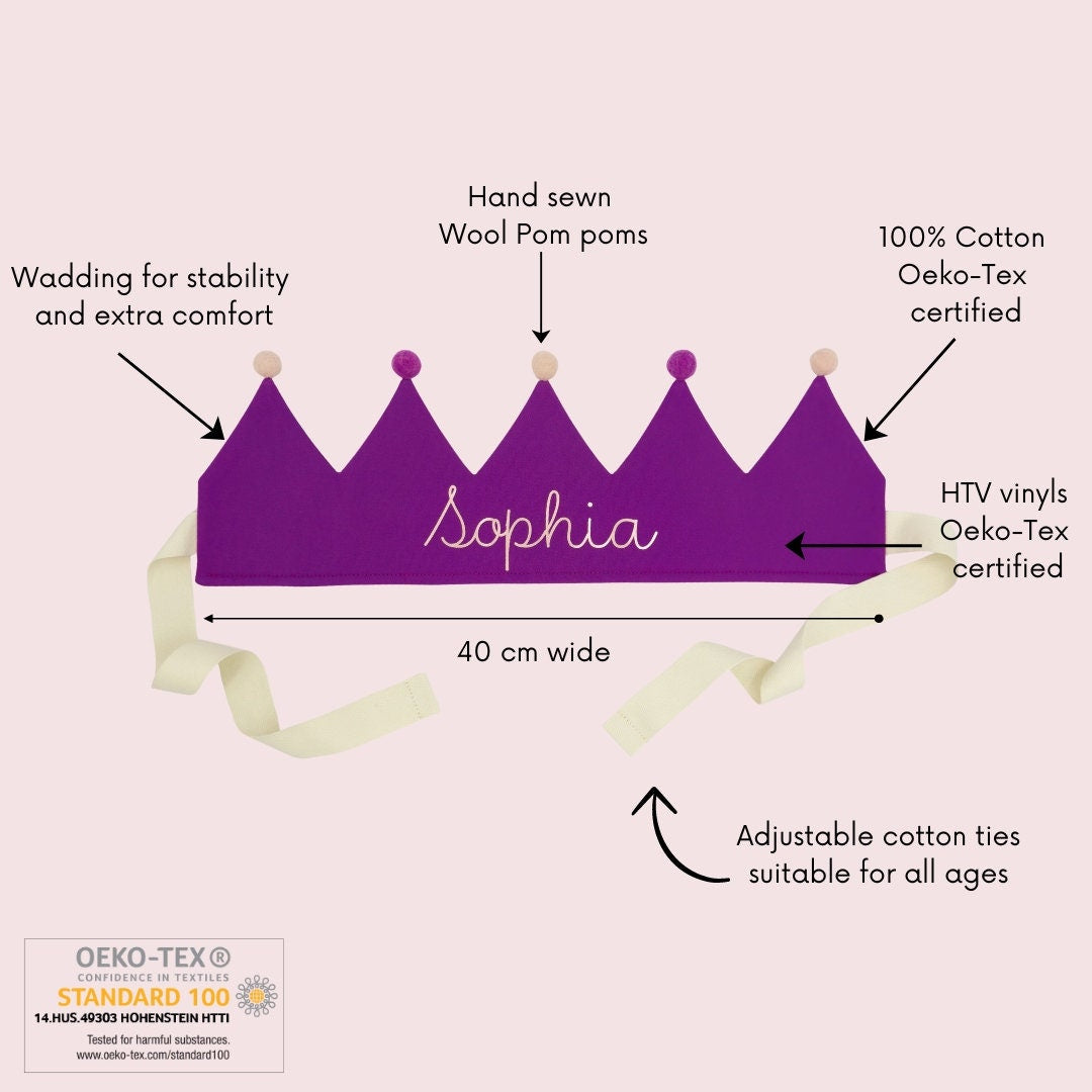 Magenta Purple Personalised Pom Pom Birthday Crown