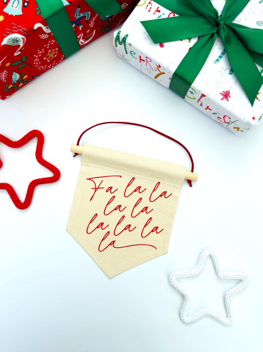 Fa La La Script Christmas Wall Banner