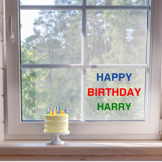 HAPPY BIRTHDAY  Reusable Static Cling Vinyl Window Decals