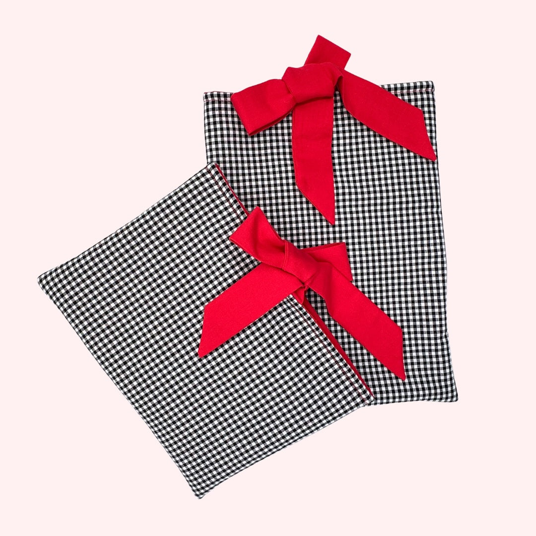 Black Gingham Padded Book Sleeve