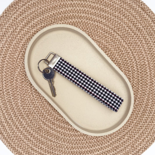 Black Gingham Wristlet Keyfob