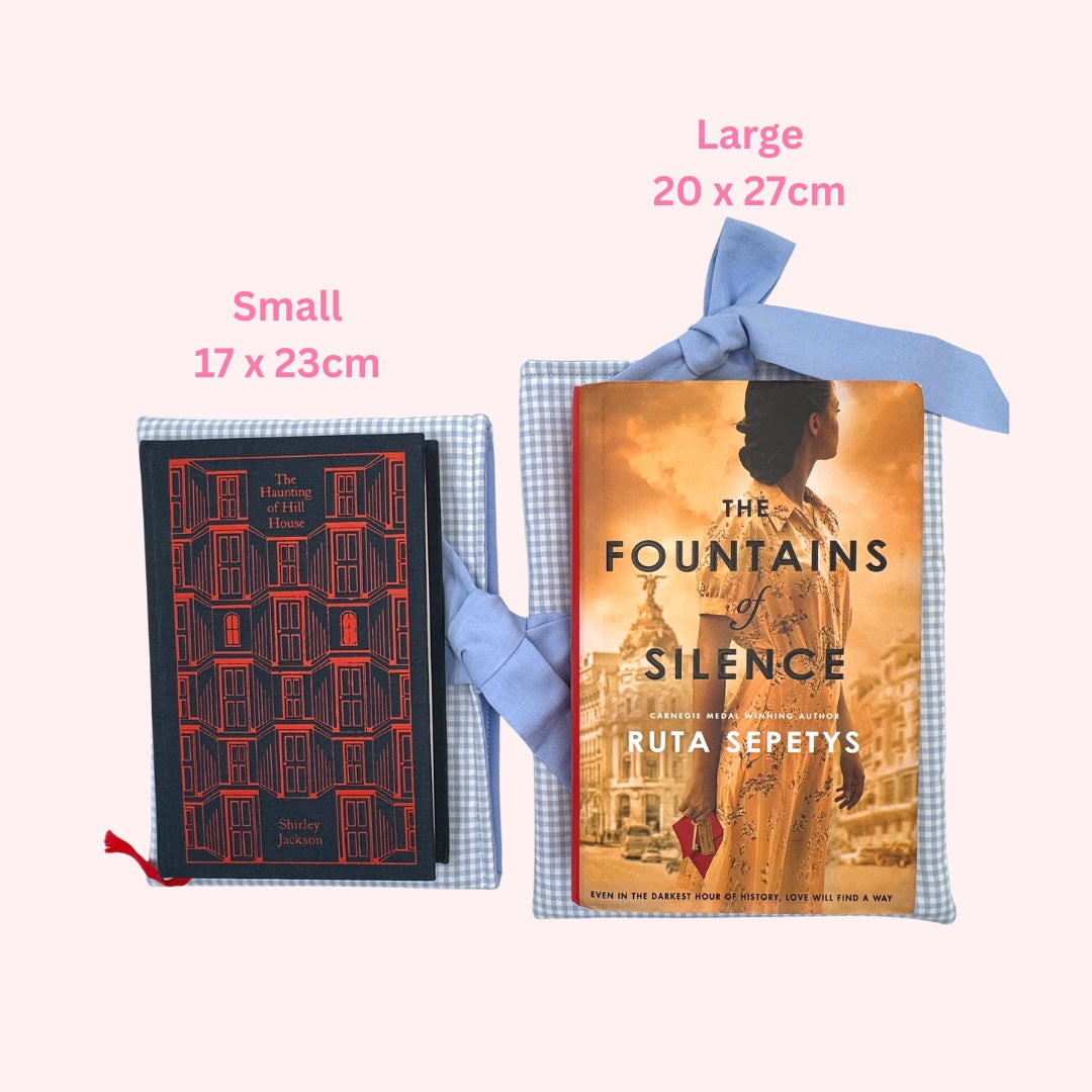 Blue Gingham Padded Book Sleeve