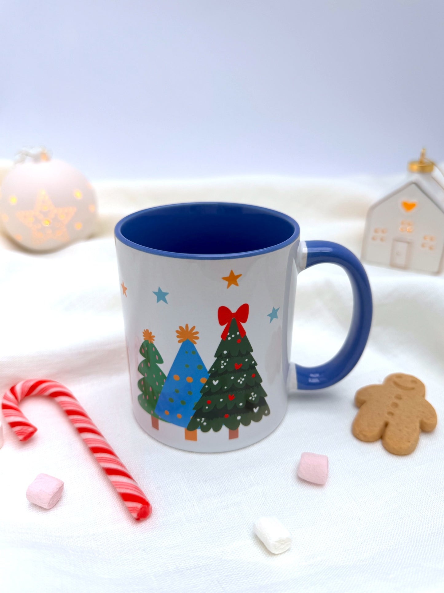 Blue Merry & Bright Christmas Ceramic Mug - Personalised