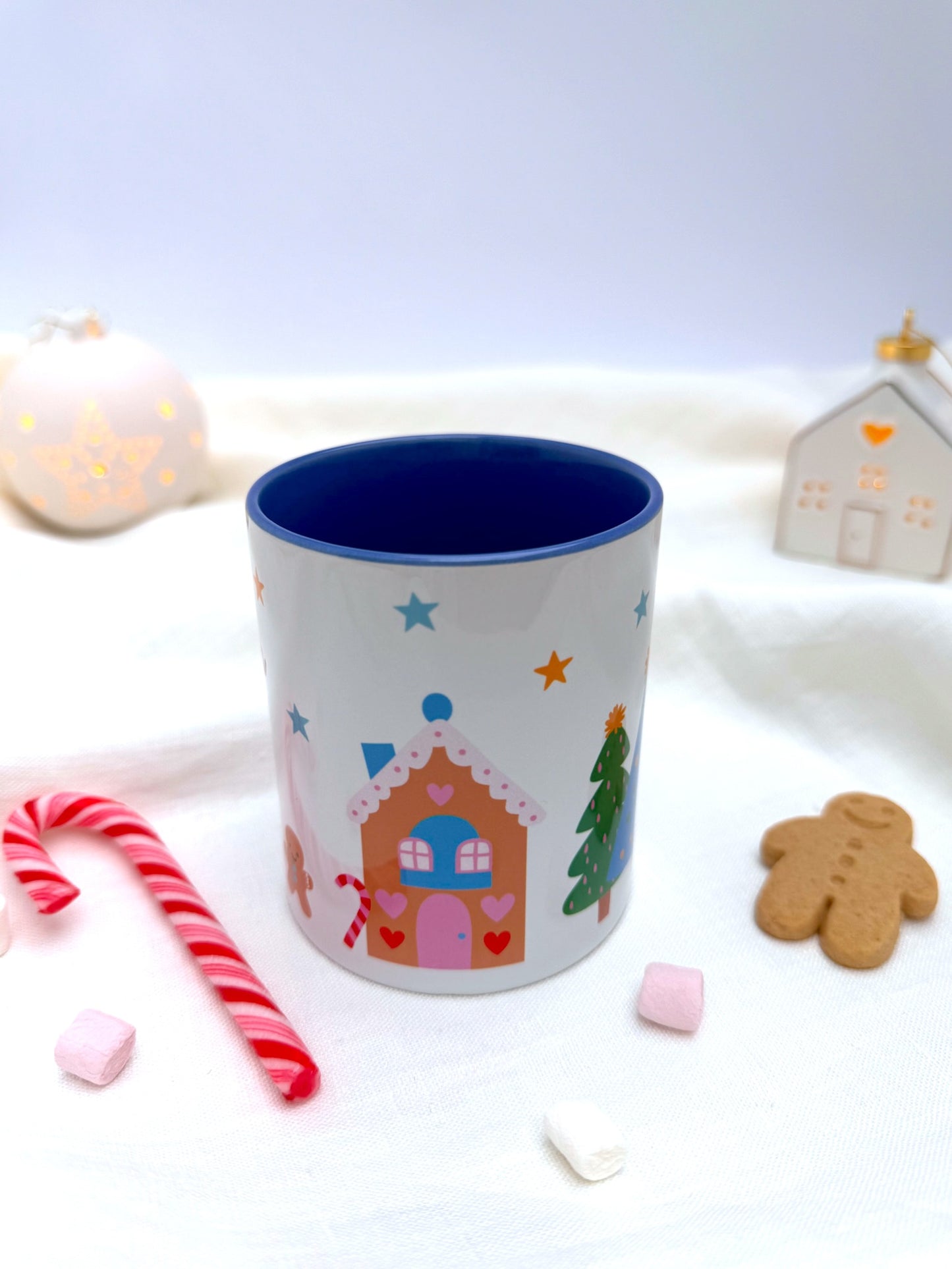 Blue Merry & Bright Christmas Ceramic Mug - Personalised