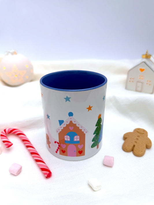 Blue Merry & Bright Christmas Ceramic Mug - Personalised